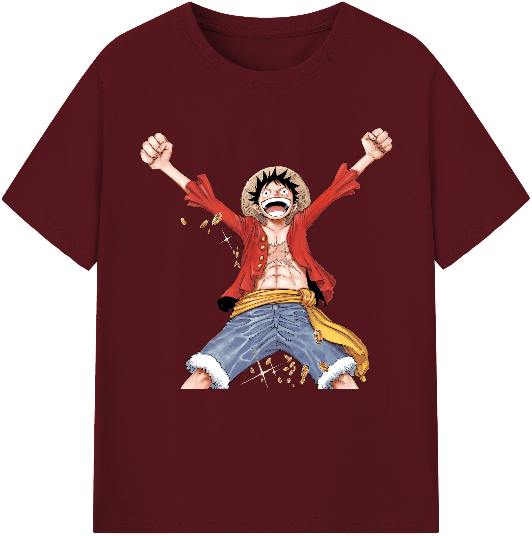ワンピース モンキー・D・ルフィ ONE PIECE Monkey D. Luffy 綿100％半袖Tシャツ（フロントプリント）